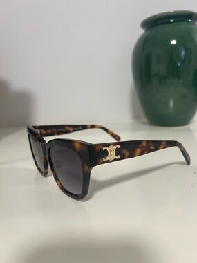 Celine Tortoiseshell Sunglasses with Gold Emblem